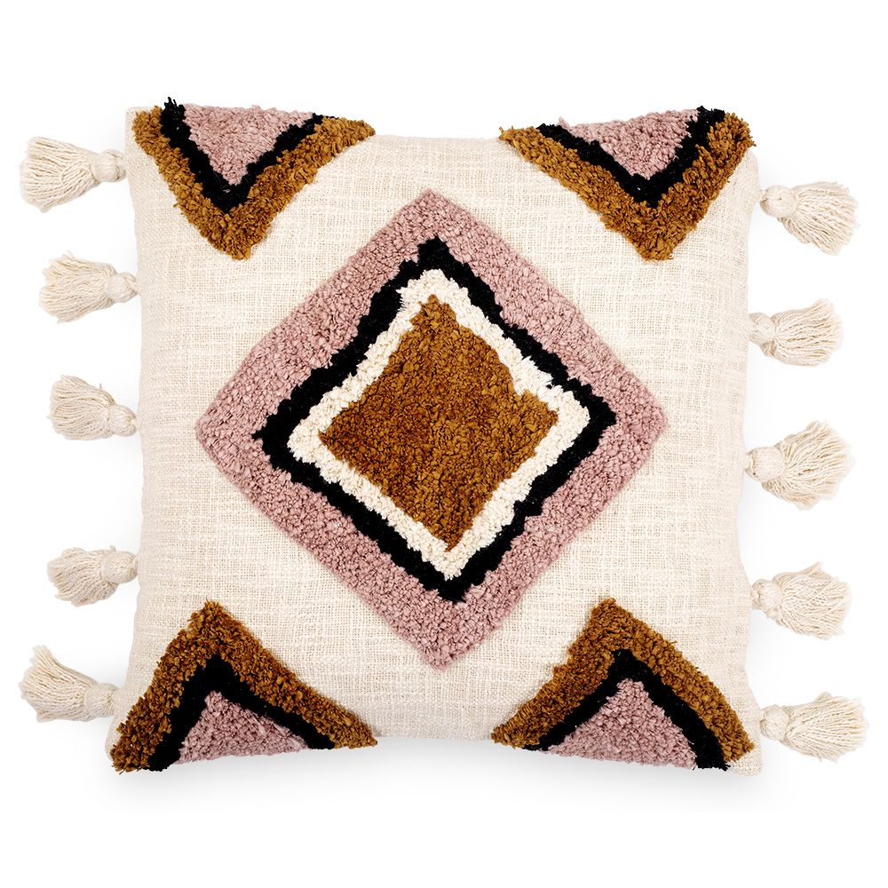  Buy Square Cotton Cushion in Boho Bali Style cover + filling - Eloise Multicolour 60221 - in the UK