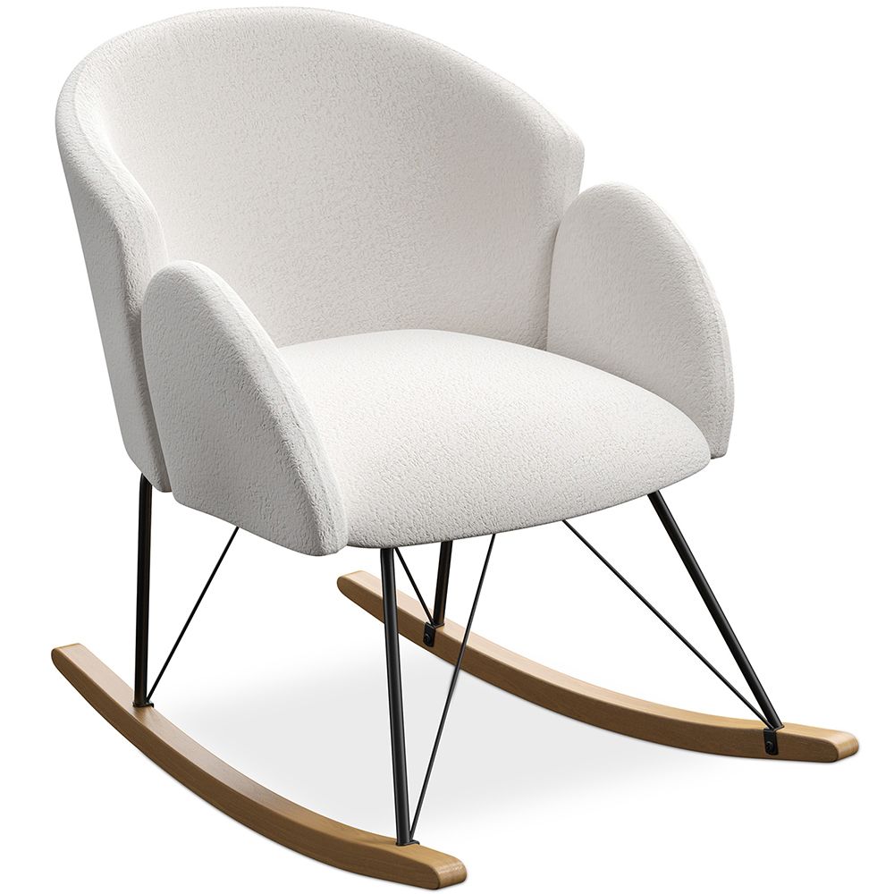  Buy Rocking armchair upholstered in white boucle - Frida  White 60334 - in the UK