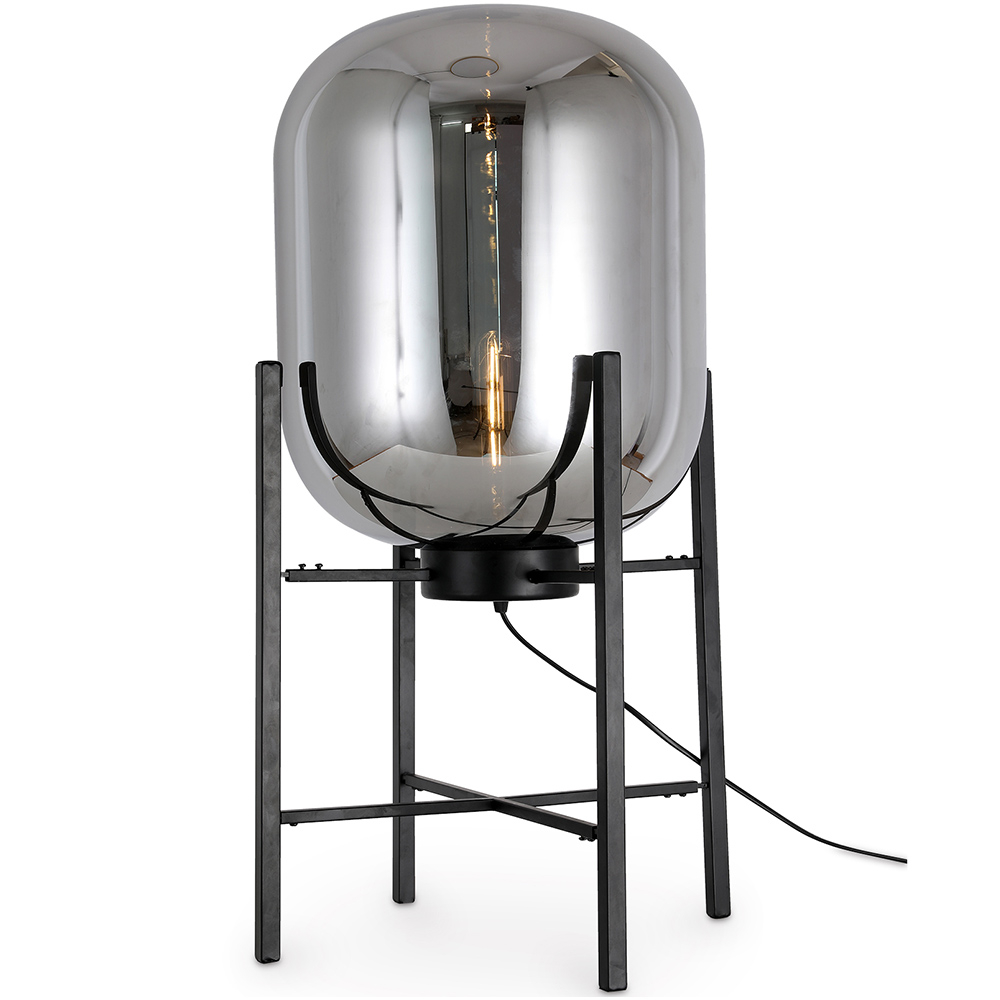  Buy Glass floor lamp in modern design, metal and glass - Crada - 75cm Smoke 60398 - in the UK