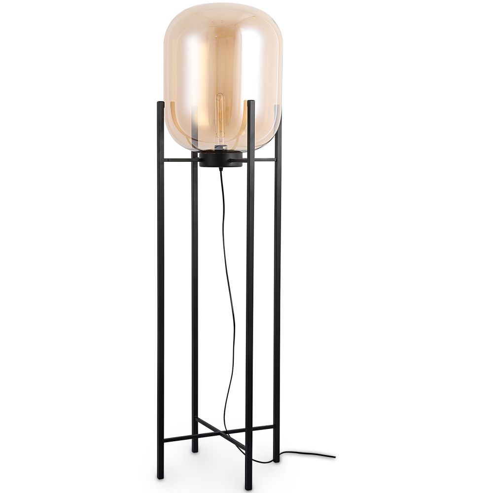  Buy Glass floor lamp in modern design, metal and glass - Crada - 140cm Amber 60400 - in the UK