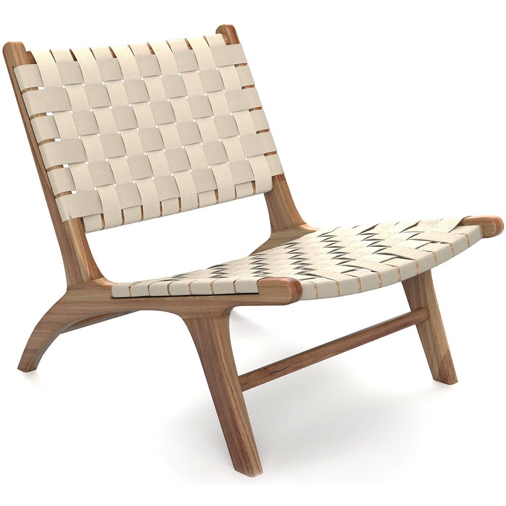 Buy Armchair, Bali Boho Style, Linen and Teak Wood  - Grau Beige 60470 - in the UK