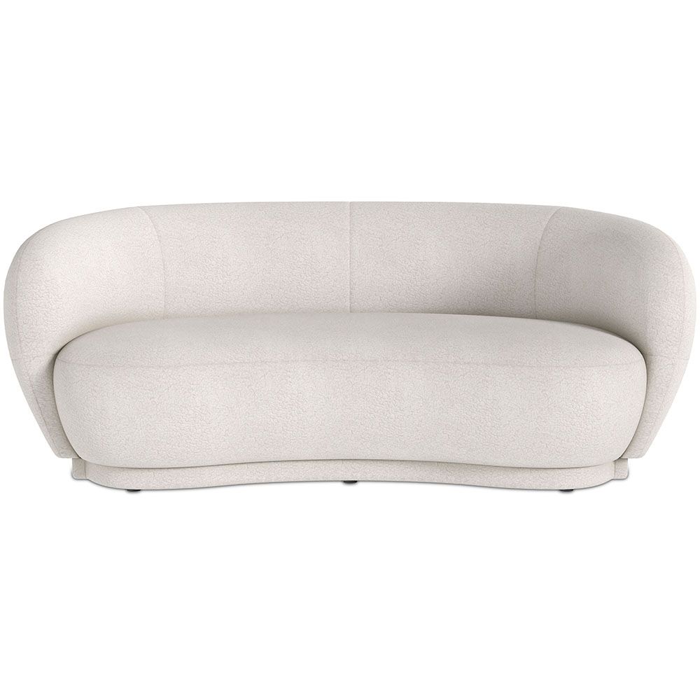  Buy Curved Sofa - 3 Seater - Boucle Fabric - Onda White 60628 - in the UK