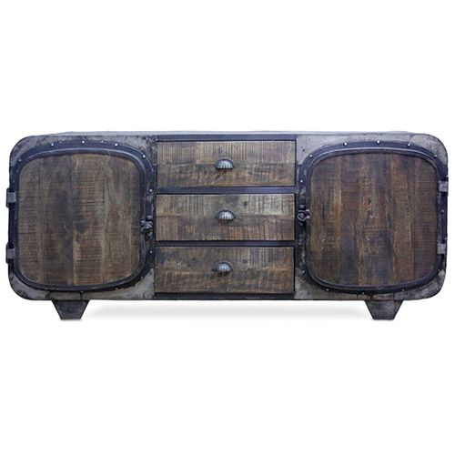  Buy Wooden TV Stand - Retro Industrial Design - Sihu Natural wood 54020 - in the UK