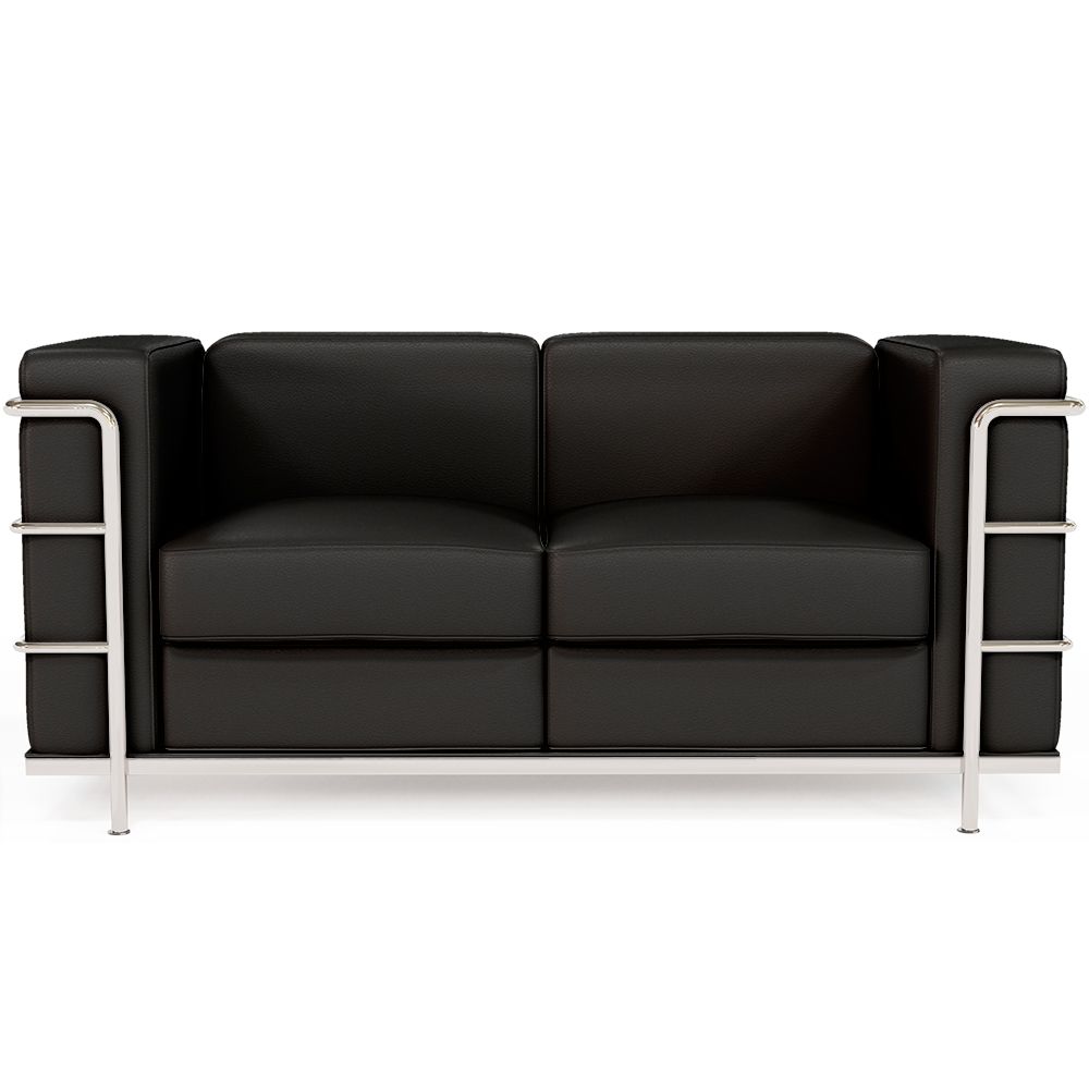 Buy 2-Seater Sofa - Upholstered in Vegan Leather - Bour Black 60658 - in the UK