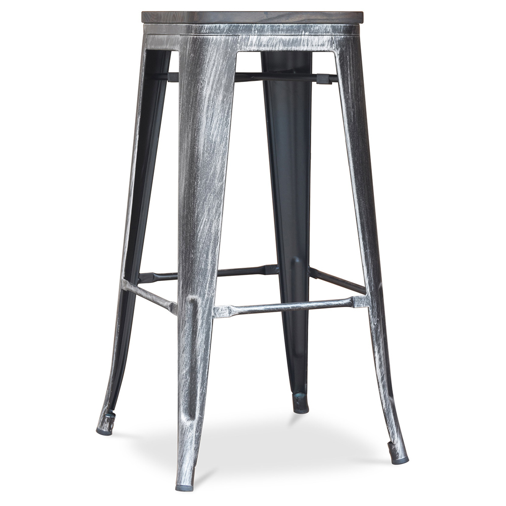  Buy Industrial Design Bar Stool - Wood & Steel - 76cm - Metalix Industriel 54406 - in the UK