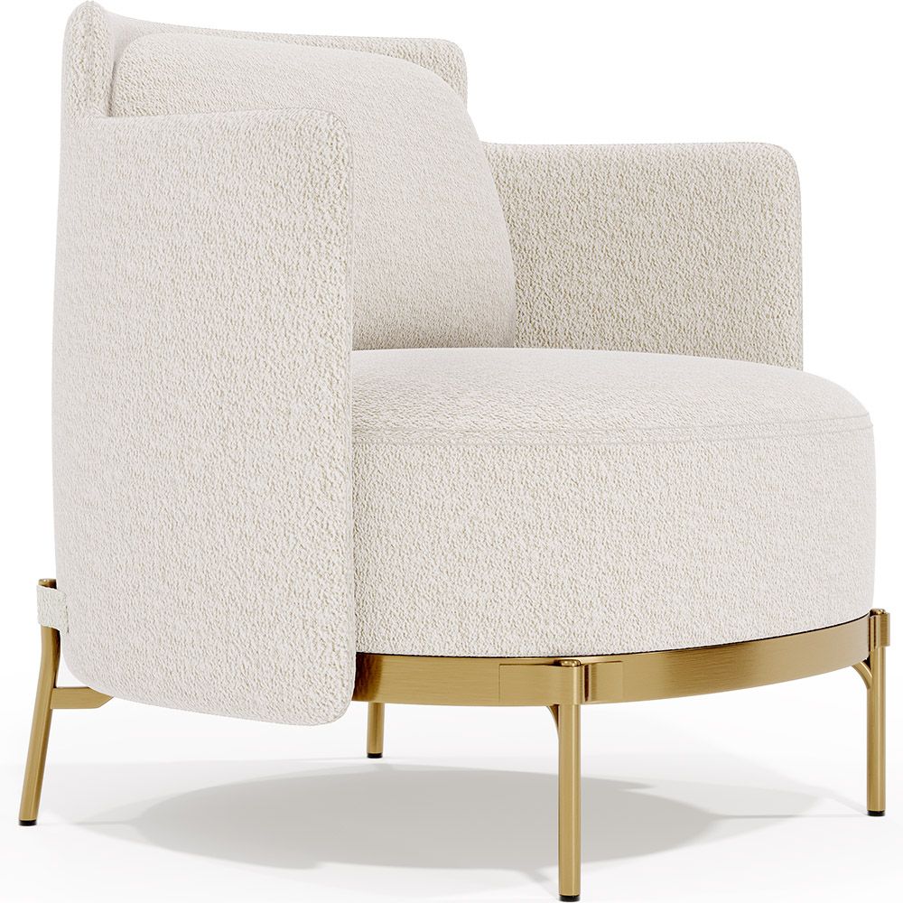  Buy Designer Armchair - Upholstered in Bouclé Fabric - Hynu White 61017 - in the UK