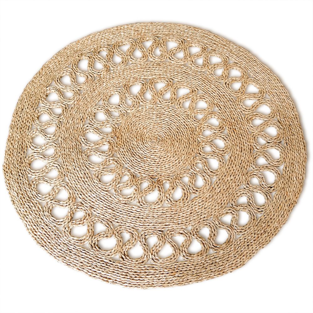  Buy Round Jute Rug - Boho Bali - 120 CM - Nylah Natural 61084 - in the UK