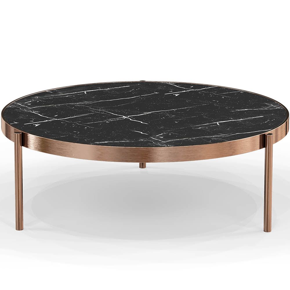  Buy Black Marble Coffee Table - 90cm Diameter - Louy Black 61094 - in the UK