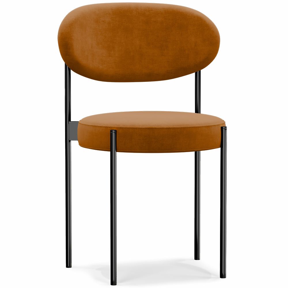  Buy Dining Chair - Upholstered in Velvet - Black Metal - Martha Mustard 61003 - in the UK