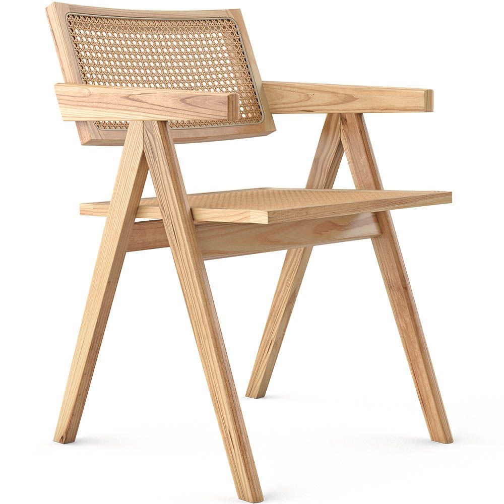  Buy Dining Chair in Cane Rattan - with Armrests - Leru Natural wood 61162 - in the UK