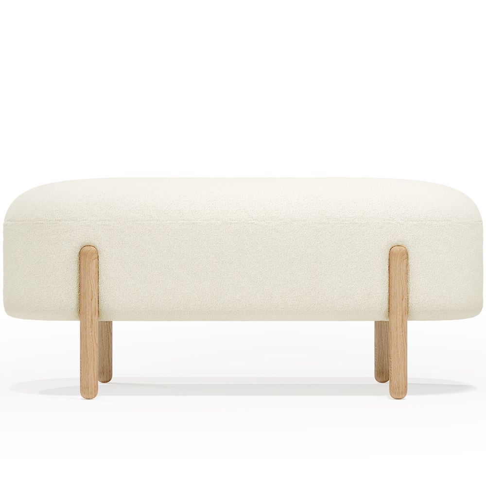  Buy Upholstered Bouclé Bench - Round White 61250 - in the UK