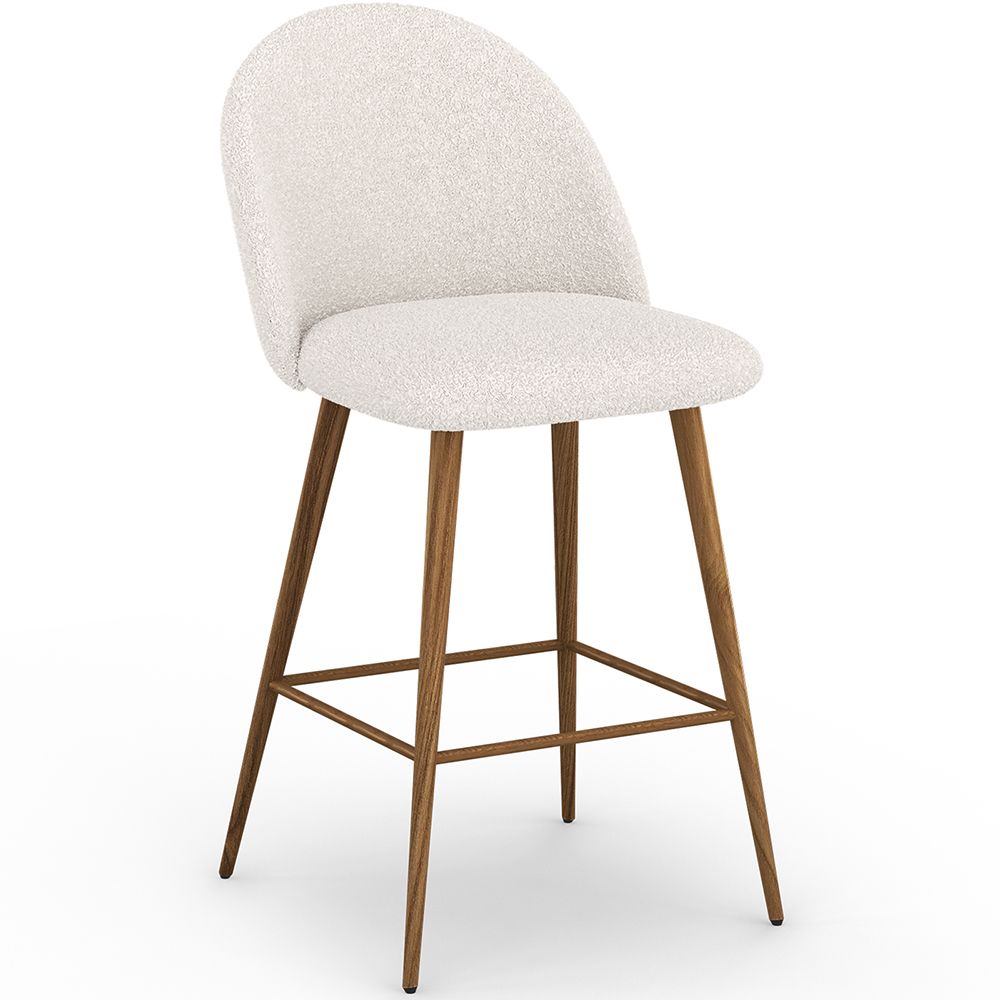  Buy Stool Upholstered in Bouclé Fabric - Scandinavian Design - 66cm - Bennett White 61286 - in the UK