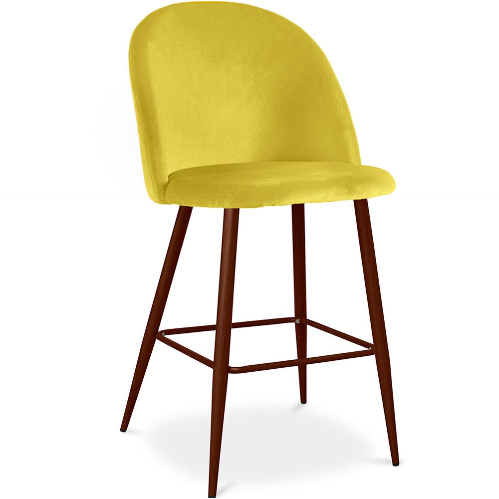  Buy Velvet Upholstered Stool - Scandinavian Design - 66cm -  Bennett Yellow 61287 - in the UK