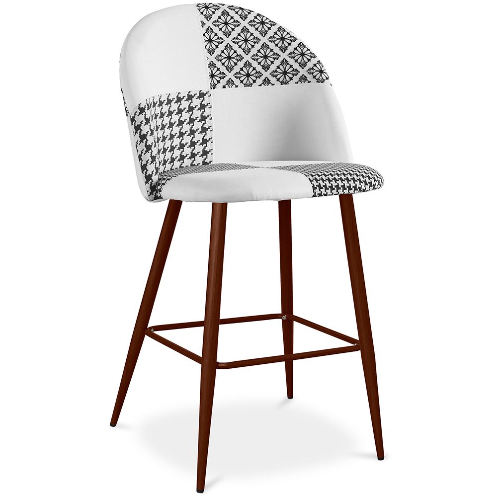  Buy Patchwork Upholstered Stool - Scandinavian Style - Black and White - 66cm - Bennett White / Black 61290 - in the UK
