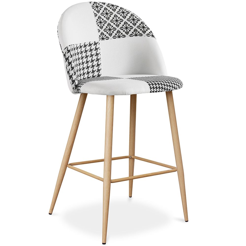  Buy Patchwork Upholstered Stool - Scandinavian Style - Black and White - 66cm -  Bennett White / Black 61291 - in the UK