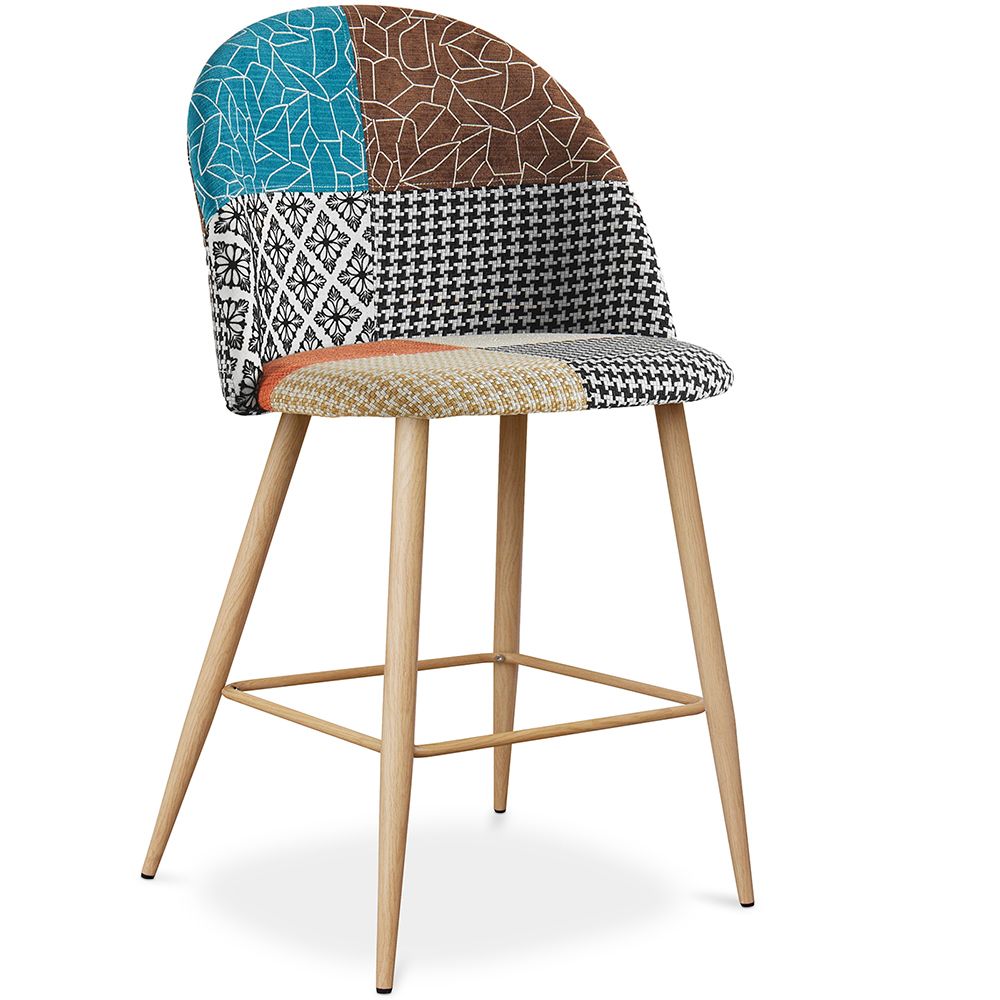  Buy Patchwork Upholstered Stool - Scandinavian Style - 66cm -  Bennett Multicolour 61292 - in the UK