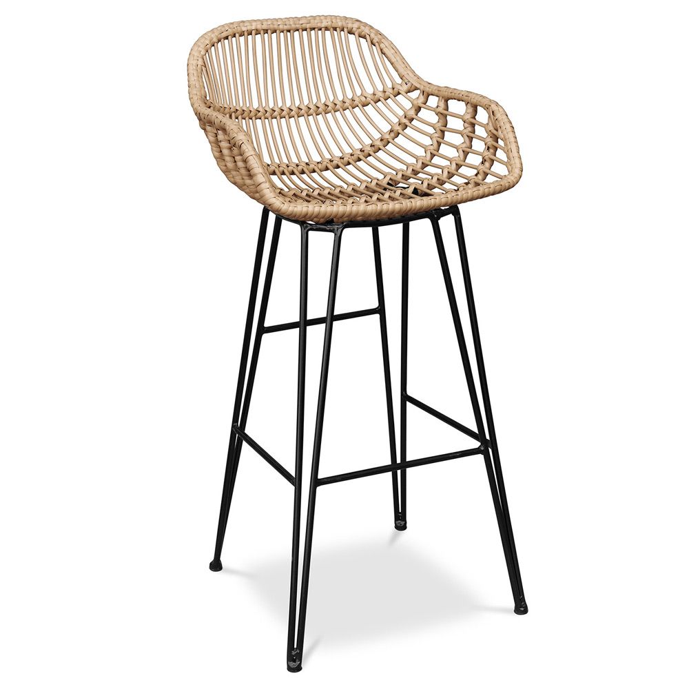  Buy Synthetic wicker bar stool - Magony Dark Brown 59256 - in the UK