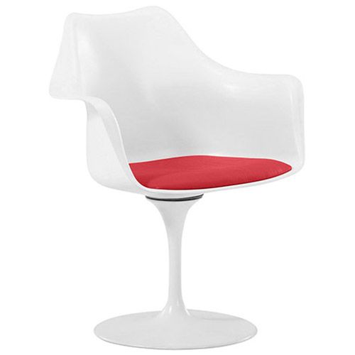  Buy Dining Chair with Armrests - White Swivel Chair - Tulipan Red 59259 - in the UK