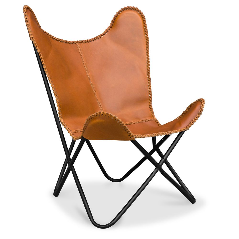  Buy Butterfly Chair - Premium Leather Brown 27808 - in the UK