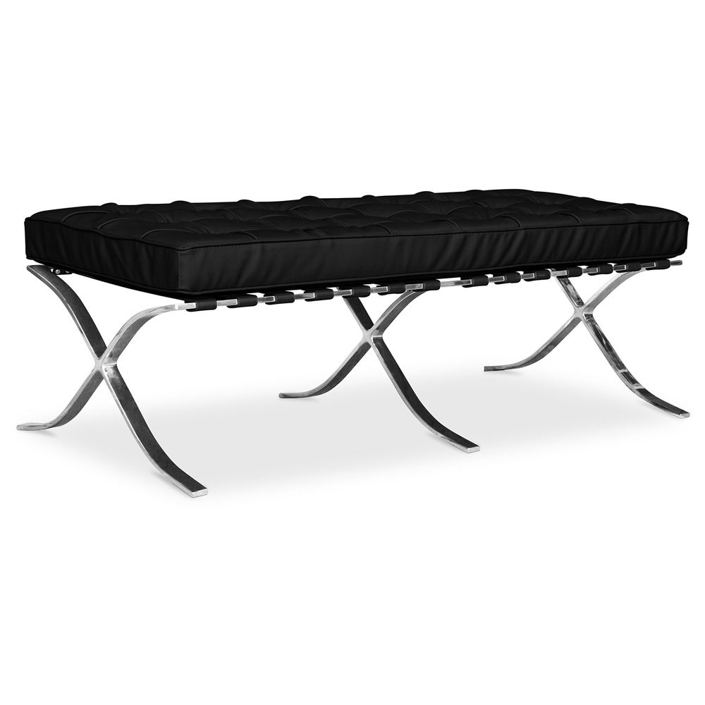  Buy City Ottoman (2 seats) - Premium Leather Black 13226 - in the UK