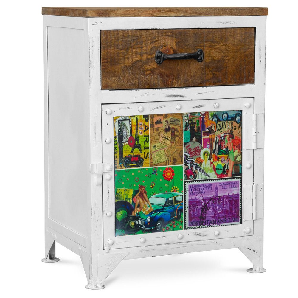  Buy Grange&Co Mango Bedside Table - Iron and Wood White 51299 - in the UK