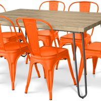 Hairpin 150x90 Dining Table + X6 Bistrot Metalix Chair Orange 59922 photo 3 Buy Hairpin 150x90 Dining Table + X6 Bistrot Metalix Chair Orange 59922 at MyFaktory