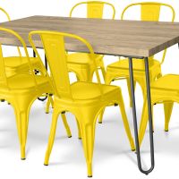 Hairpin 150x90 Dining Table + X6 Bistrot Metalix Chair Yellow 59922 photo 4 Buy Hairpin 150x90 Dining Table + X6 Bistrot Metalix Chair Yellow 59922 in the United Kingdom