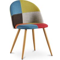 Dining Chair Accent Patchwork Upholstered Scandi Retro Design Wooden Legs - Bennett Fiona Multicolour 59934 photo 1 Buy Dining Chair Accent Patchwork Upholstered Scandi Retro Design Wooden Legs - Bennett Fiona Multicolour 59934 - in the UK