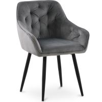 Dining Chair with Armrests - Upholstered in Velvet - Carrol Dark grey 59998 photo 4 Buy Dining Chair with Armrests - Upholstered in Velvet - Carrol Dark grey 59998 in the United Kingdom