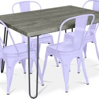 Grey Hairpin 120x90 Dining Table + X4 Bistrot Metalix Chair Lavander 59923 photo 6 Buy Grey Hairpin 120x90 Dining Table + X4 Bistrot Metalix Chair Lavander 59923 - in the UK