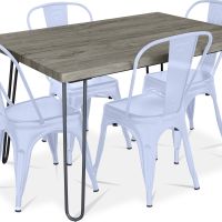 Grey Hairpin 120x90 Dining Table + X4 Bistrot Metalix Chair Grey blue 59923 photo 8 Buy Grey Hairpin 120x90 Dining Table + X4 Bistrot Metalix Chair Grey blue 59923 at MyFaktory