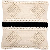 Square Cushion in Boho Bali Style, Cotton & Wool cover + filling - Minerva Black 60195 photo 1 Buy Square Cushion in Boho Bali Style, Cotton & Wool cover + filling - Minerva Black 60195 - in the UK