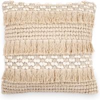 Square Cotton Cushion in Boho Bali Style cover + filling - Serba Cream 60209 photo 1 Buy Square Cotton Cushion in Boho Bali Style cover + filling - Serba Cream 60209 - in the UK