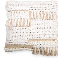 Buy Square Recycled yarn Cushion in Boho Bali Style cover + filling - Chloe White 60214 - in the UK