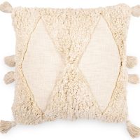 Square Cotton Cushion in Boho Bali Style cover + filling - Laily White 60216 photo 1 Buy Square Cotton Cushion in Boho Bali Style cover + filling - Laily White 60216 - in the UK