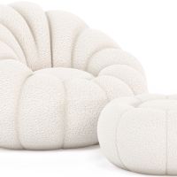 Upholstered Armchair with Ottoman - White Boucle - Calera White 60542 photo 1 Buy Upholstered Armchair with Ottoman - White Boucle - Calera White 60542 - in the UK