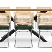 Pack Industrial Wooden Table (220cm) & 8 Rattan and Velvet Mesh Chairs - Wanda Dark green 60596 photo 7 Buy Pack Industrial Wooden Table (220cm) & 8 Rattan and Velvet Mesh Chairs - Wanda Dark green 60596 - prices