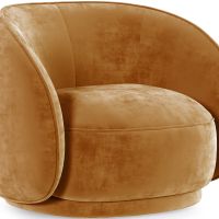 Curved Velvet Upholstered Armchair - William Mustard 60692 photo 1 Buy Curved Velvet Upholstered Armchair - William Mustard 60692 - in the UK
