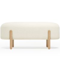 Upholstered Bouclé Bench - Round White 61250 photo 1 Buy Upholstered Bouclé Bench - Round White 61250 - in the UK