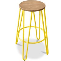 Hairpin Stool - 74cm - Light wood and metal Yellow 59487 photo 3 Buy Hairpin Stool - 74cm - Light wood and metal Yellow 59487 at MyFaktory