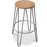 Hairpin Stool - 74cm - Light wood and metal Light grey 59487 photo 2 Buy Hairpin Stool - 74cm - Light wood and metal Light grey 59487 - prices