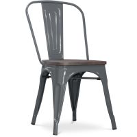 Bistrot Metalix Chair Wooden seat New edition - Metal Dark grey 59804 photo 3 Buy Bistrot Metalix Chair Wooden seat New edition - Metal Dark grey 59804 at MyFaktory