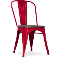 Bistrot Metalix Chair Wooden seat New edition - Metal Red 59804 photo 1 Buy Bistrot Metalix Chair Wooden seat New edition - Metal Red 59804 - in the UK