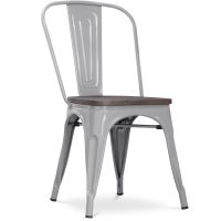 Bistrot Metalix Chair Wooden seat New edition - Metal Light grey 59804 photo 4 Buy Bistrot Metalix Chair Wooden seat New edition - Metal Light grey 59804 in the United Kingdom