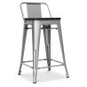 Buy Industrial Design Bar Stool with Backrest - Wood & Steel - 60 cm - Metalix Pastel orange 59117 at MyFaktory