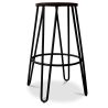 Buy Hairpin Stool - 74cm - Dark wood and metal Black 58321 at MyFaktory