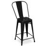 Buy Bistrot Metalix square bar stool with backrest - 60cm Grey blue 58410 with a guarantee