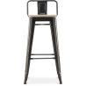 Buy Bistrot Metalix style bar stool with small backrest - 76 cm - Metal and Light Wood Pastel orange 59694 - prices