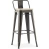 Buy Bistrot Metalix style bar stool with small backrest - 76 cm - Metal and Light Wood Pastel orange 59694 - in the UK