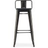 Buy Bistrot Metalix style bar stool with small backrest - Metal and dark wood - 76 cm Steel 59693 - prices